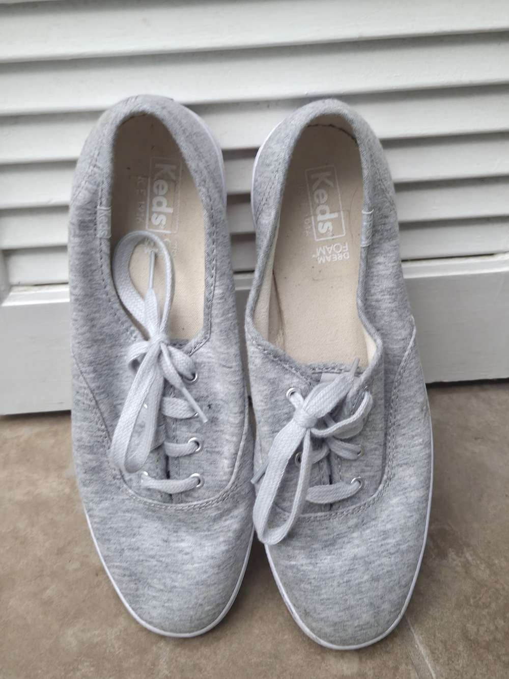 Keds Grey Canvas Lace-Up Sneakers